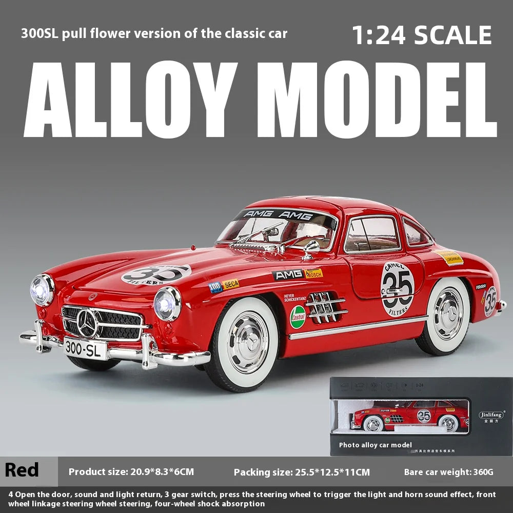 1:24 Mercedes-Benz 300SL Electroplated Version Alloy Diecast Classic Car Model Display Collection