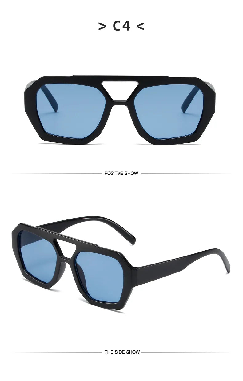 Big Frame Women's Sunglasses Retro Double Bridges Leopard Brown Gradient Eyewear Fashion Luxury Designer Sun Glasses