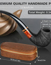 Smoking Pipe Set with PU Leather Pouch,Wood Pipe with 4-in-1 Pipe Stand Holder and Pipe Accessories,Beginner Pipe Kit