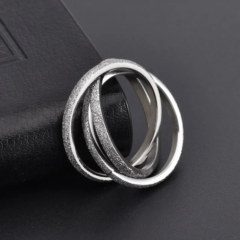 Triple Interlocked Rolling Titanium Stainless Steel Rings