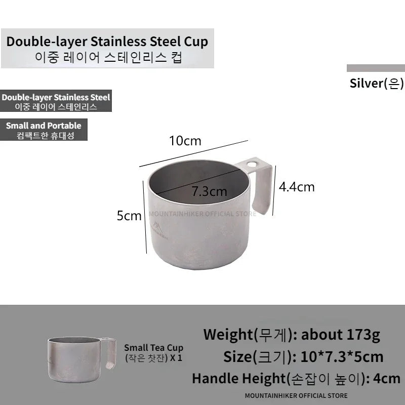 Portable Outdoor Travel Camping Tea Coffee Mug Cup 304 Stainless Steel Water Cup for Picnic Hiking