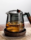 600ml Walnut Wooden Handle Lid Filter Glass Teapot Tea Water Separation Glass Tea Pot Office Kung Fu Tea set Teaware