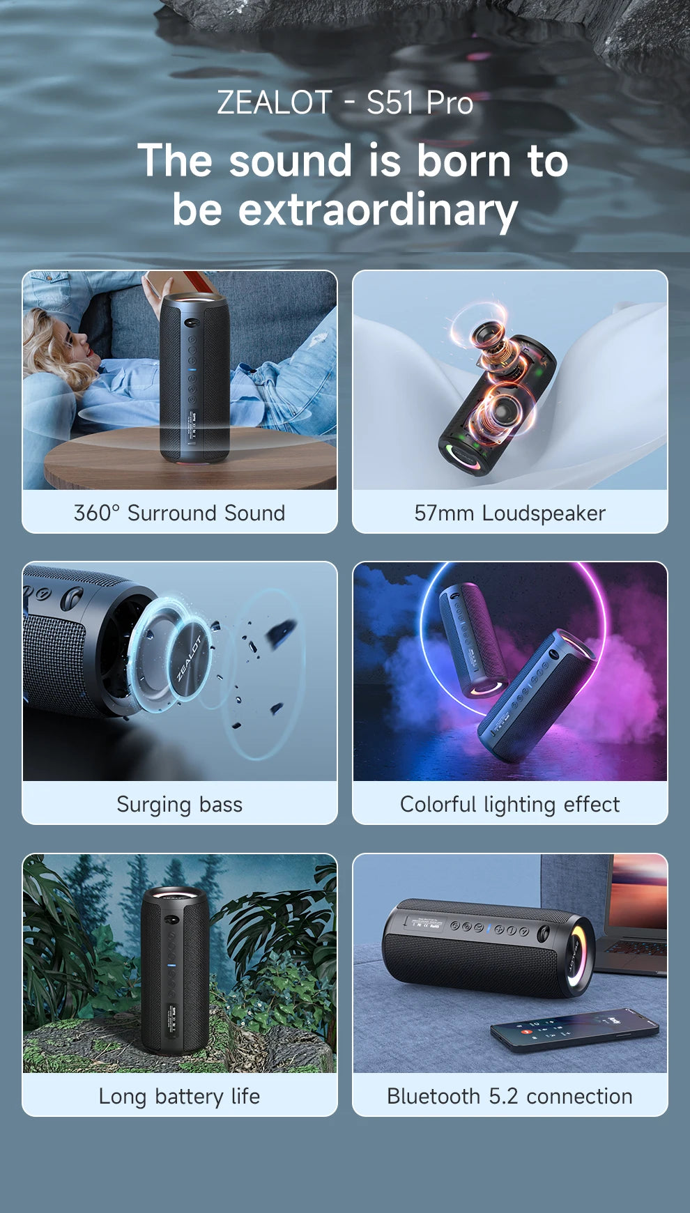 40W High-power Bluetooth Speaker 3D Stereo Bass Bluetooth Speaker Portable IPX5 Waterproof Suitable TWS Boom Box