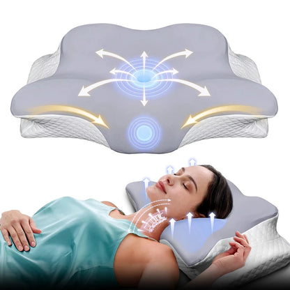 Memory Foam Pillows Butterfly Shaped Relaxing Cervical Slow Rebound Neck Pillow Pain Relief Sleeping Orthopedic Pillow Beding