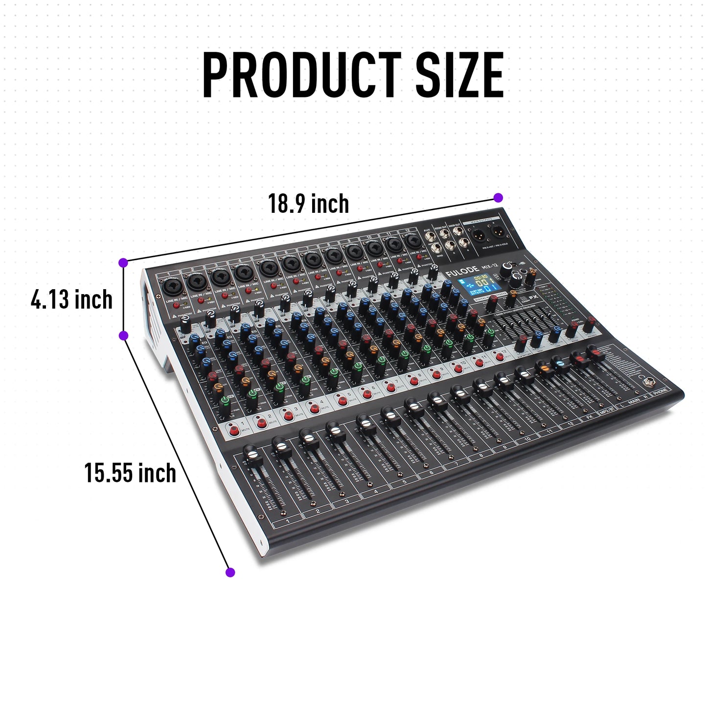 12 Channel Audio Mixer With 99 DSP Effects USB Bluetooth And 48V Phantom Power