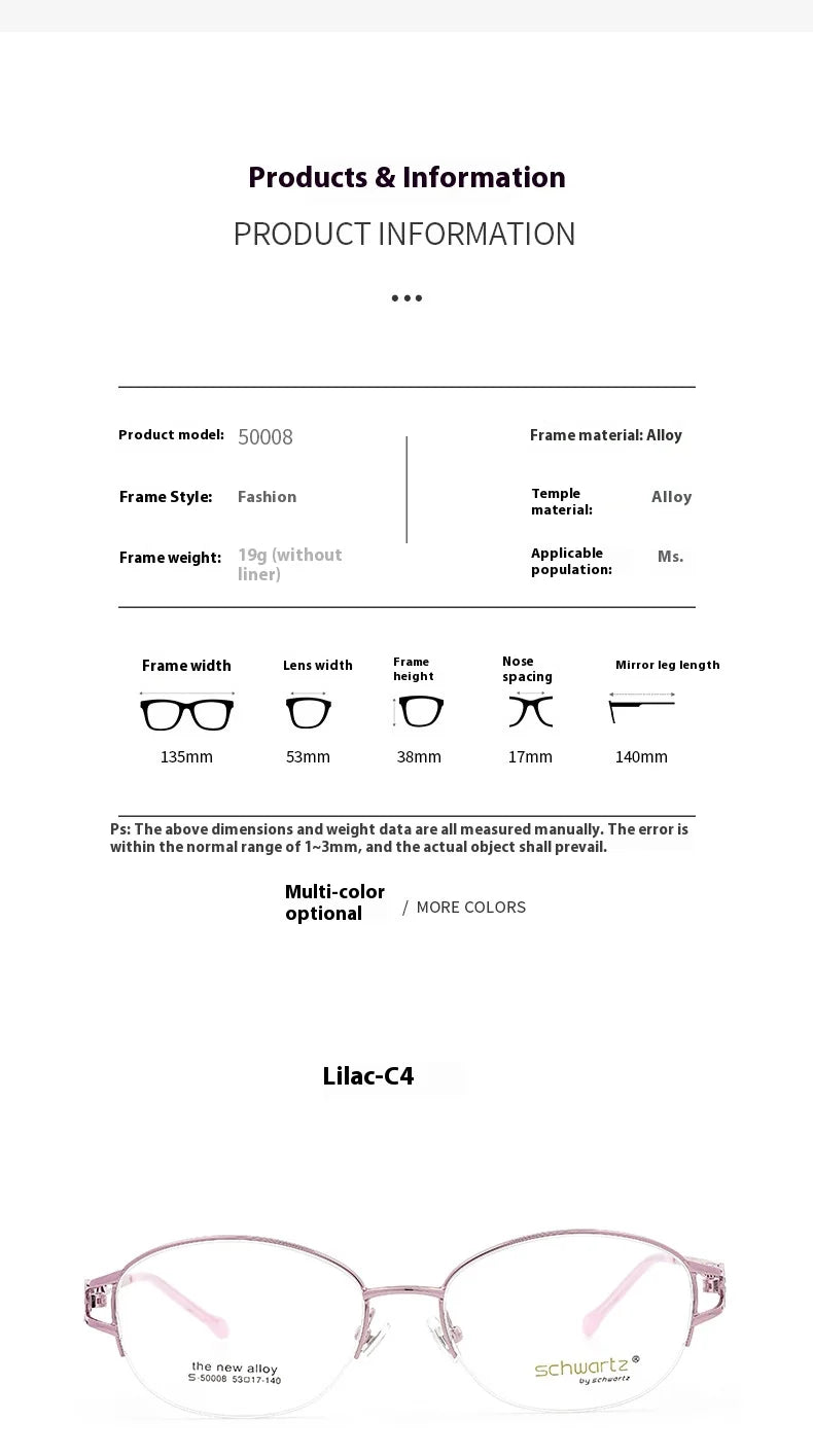 Alloy Elegant Light Luxury Frame Literary and artistic light