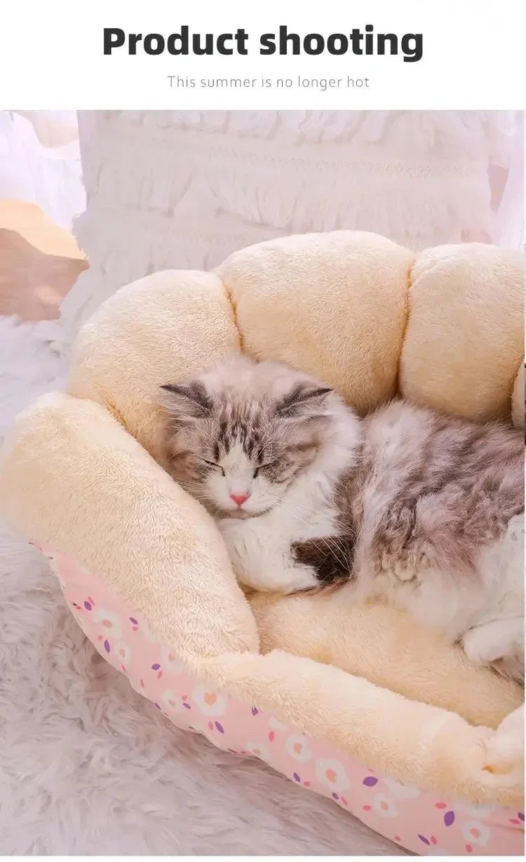 Cartoon Plush Winter Pet Bed for Cats and Small Dogs