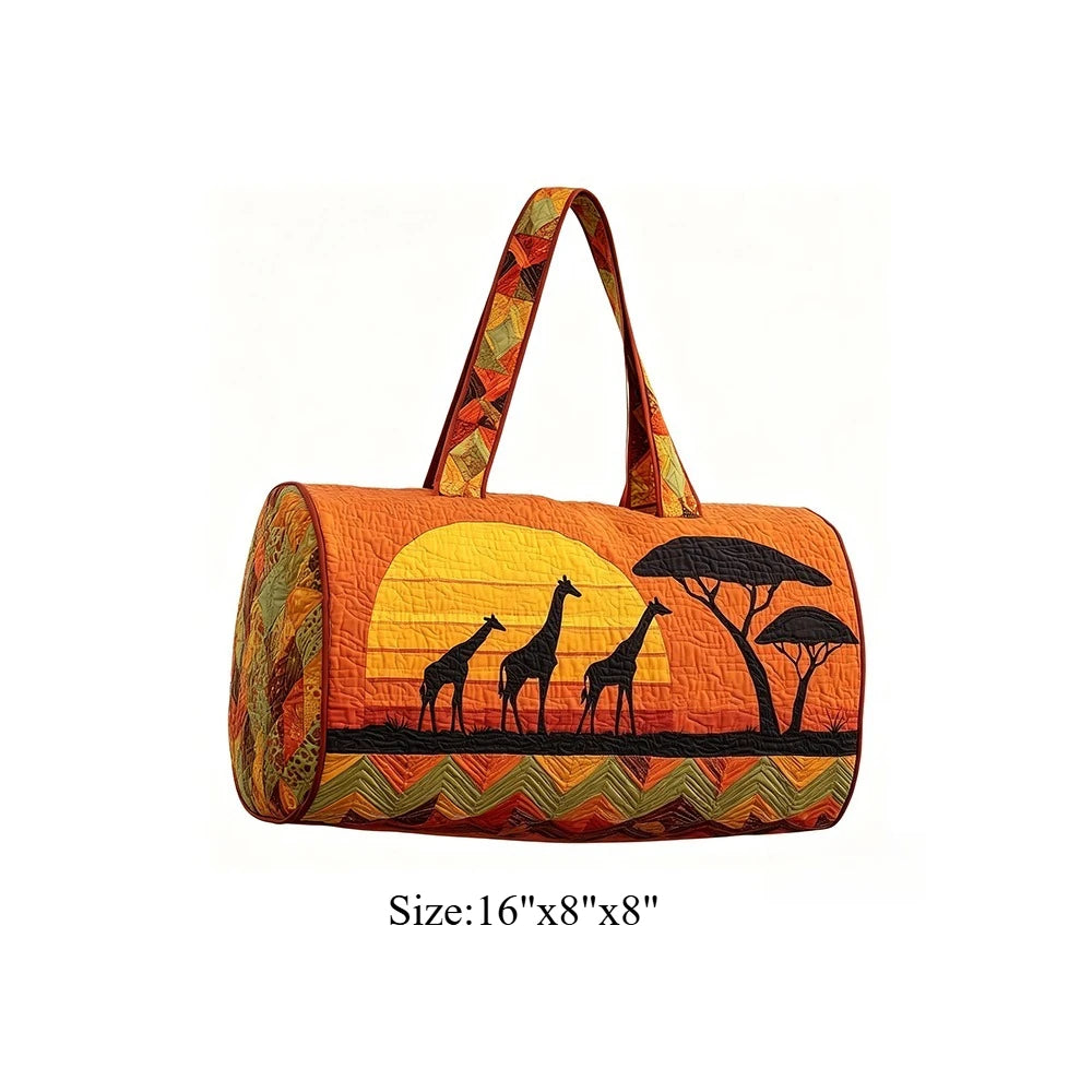 Travel Duffel Bag Quilted Weekender Bag 3D Giraffe Print Luggage African Animal Pattern Carry On Bag for Vacation Beach Camping
