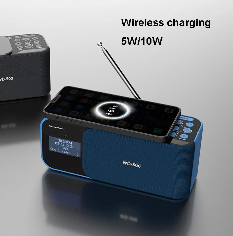 15W wireless charging Dual alarm clock home Bluetooth speaker with night light Bluetooth subwoofer temperature display FM/TF/AUX