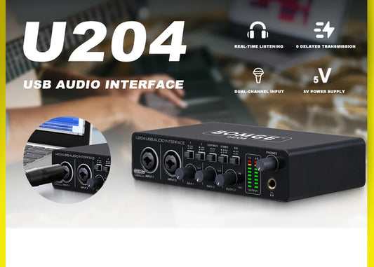 U204 USB Audio Interface with 32 Bit 192kHz Recording and 48V Phantom Power