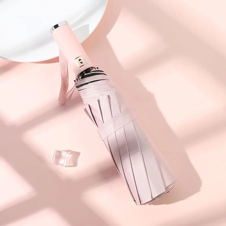 Stylish Automatic Umbrella - UV Protection, Windproof with 10 Reinforced Ribs, Design for Sun & Rain
