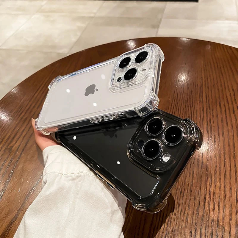 Luxury Transparent Silicone Phone Case For iPhone 17 16 15 14 Pro Max Air 16E Shockproof Soft Cover