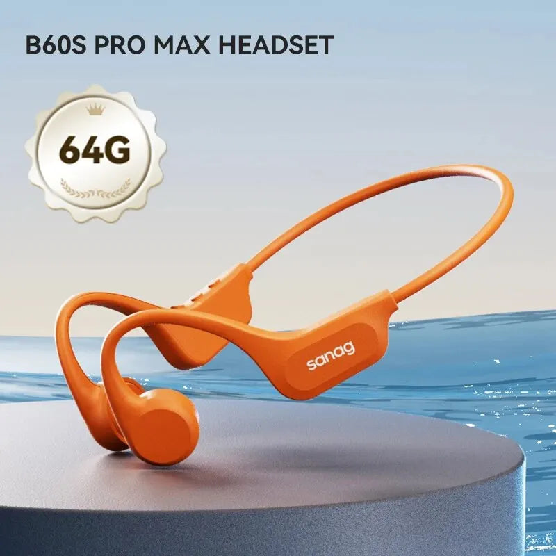 B60S Bone Conduction Earphones 64GB MP3 Wireless Open Headset IPX8 Swimming Waterproof Flash-sale Choice Headphones