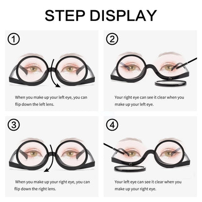 Round Makeup Reading Glasses Magnifying Flip Down Cosmetic Readers Folding Makeup Glasses Cosmetic