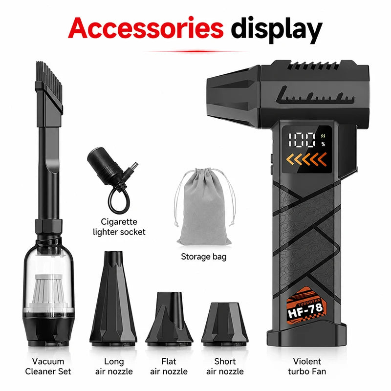 Super Powerful 2800000RPM Electric Jet Blower Cordless Compressed Air Vacuum Cleaner Car Emergency Power Supply