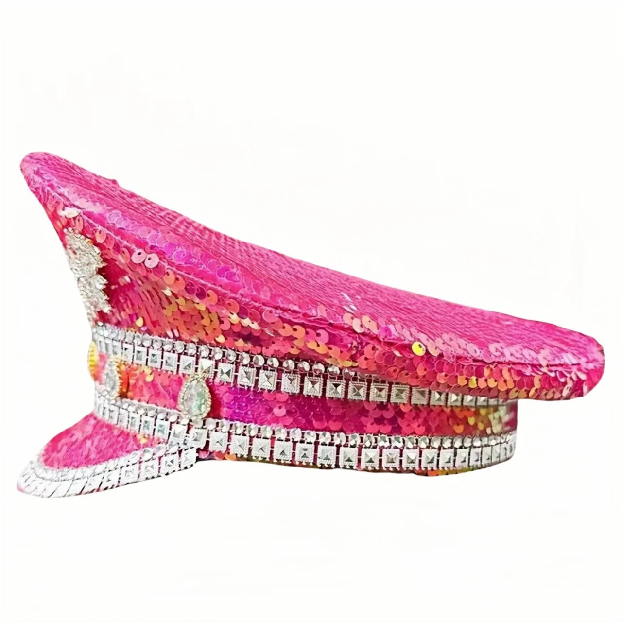 Luxury Festival Captain Hat Rhinestone Military Cap Sergeant Hat Mucis Festival Steampunk Caps for Unisex Adult Masquerade