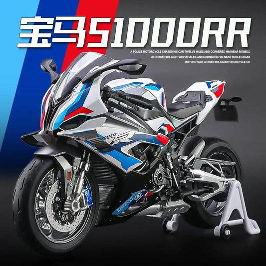 1:9 BMW S1000RR 2024 Alloy Die Cast Motorcycle Model Vehicle Collection Sound and Light Off Road Autocycle Toys Car