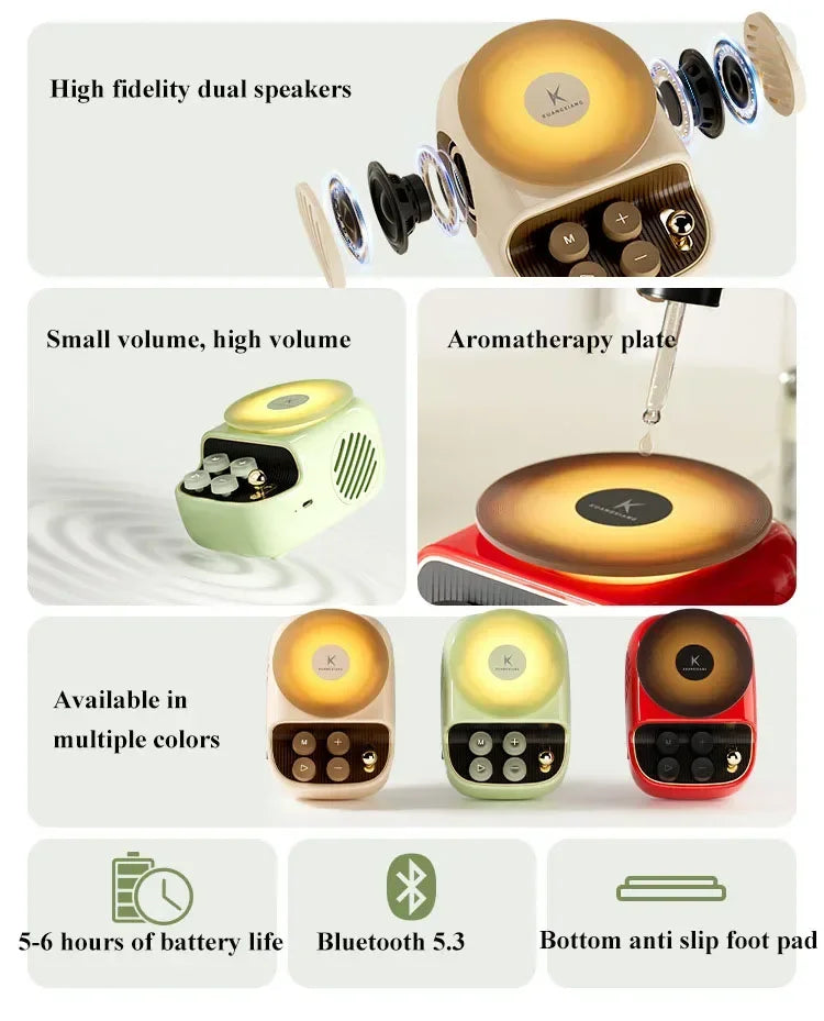 Aromatherapy Night Light Creative Mini Atmosphere Wireless Bluetooth Speaker Desktop High Sound Quality Ornament Bass Cannon