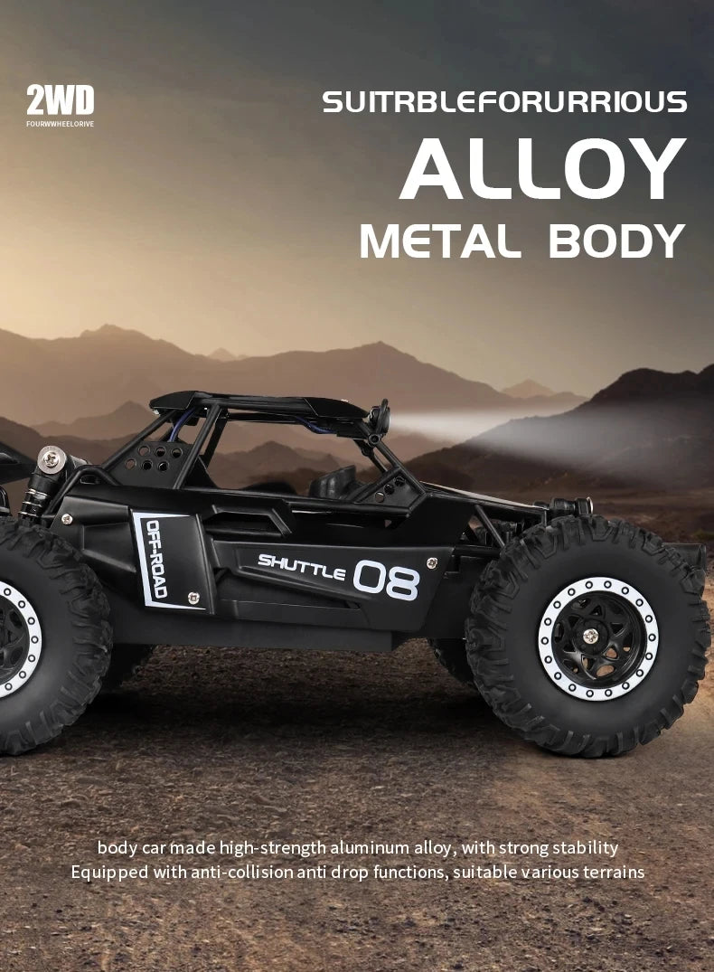 Remote Control Car RC Drift Racing 1:16 Vehicle Off Road Alloy 2.4G Radio High-Speed Trucks With LED Light Climbing Gift Toy