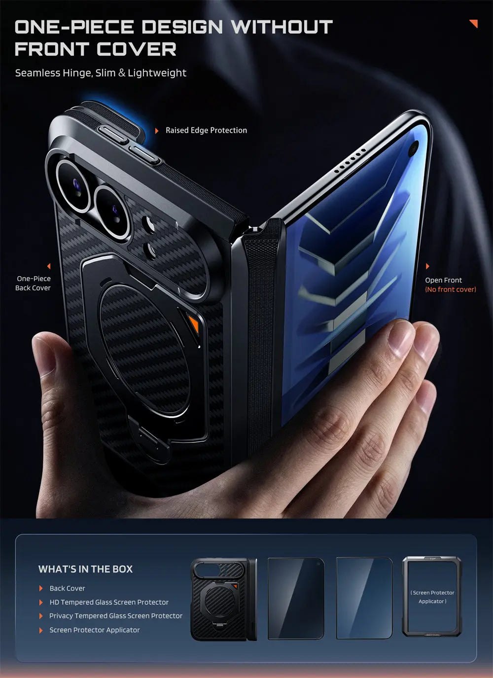 Rugged Aramid Fiber Phone Case with 360 Degree Magnetic Ring Stand and Clear and Privacy Screen Protectors for iPhone Duo