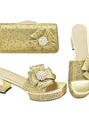 Nigerian Italian Shoes and Bags Set Decorated with Rhinestone Luxury Shoe and Bag Set for Party in Women