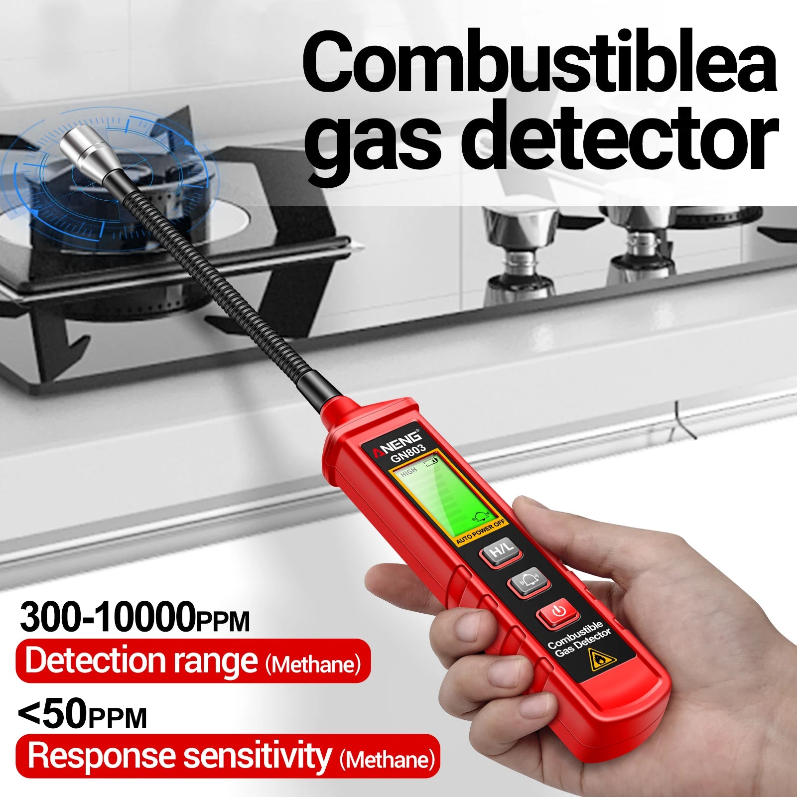 Handheld Gas Leak Detector Methane Combustible Gas Testers Portable Gases Concentration Analyzer Meter Leakage Tools