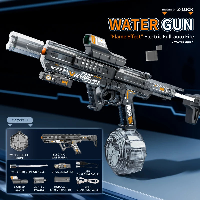 Electric High Speed Water Gun Rechargeable Portable Water Blaster for Outdoor Activities