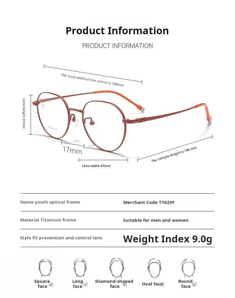 Retro Polygonal Lightweight Titanium Eyeglasses Frames