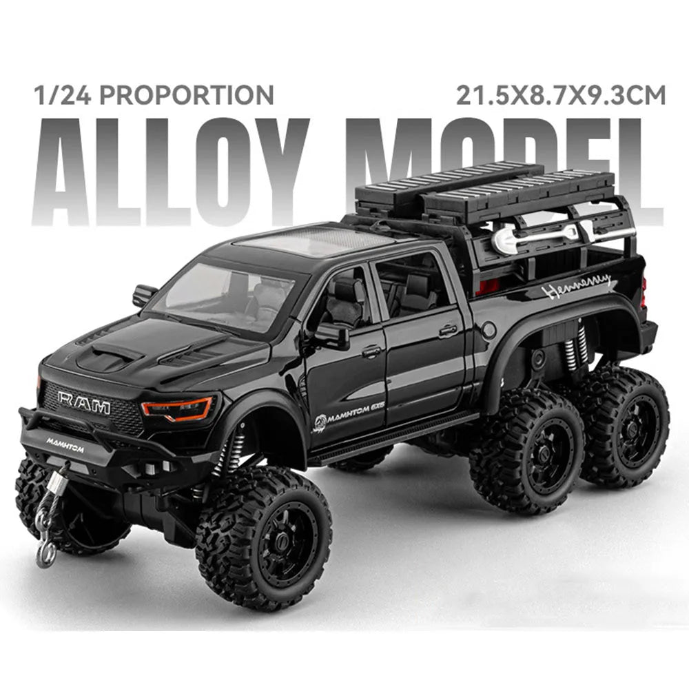 1:24 Mammoth F-150 Raptor Diecast Alloy Model Toy Car Doors Opened Sound Light Pull Back Miniature Vehice Adult Boy Fashion Gift