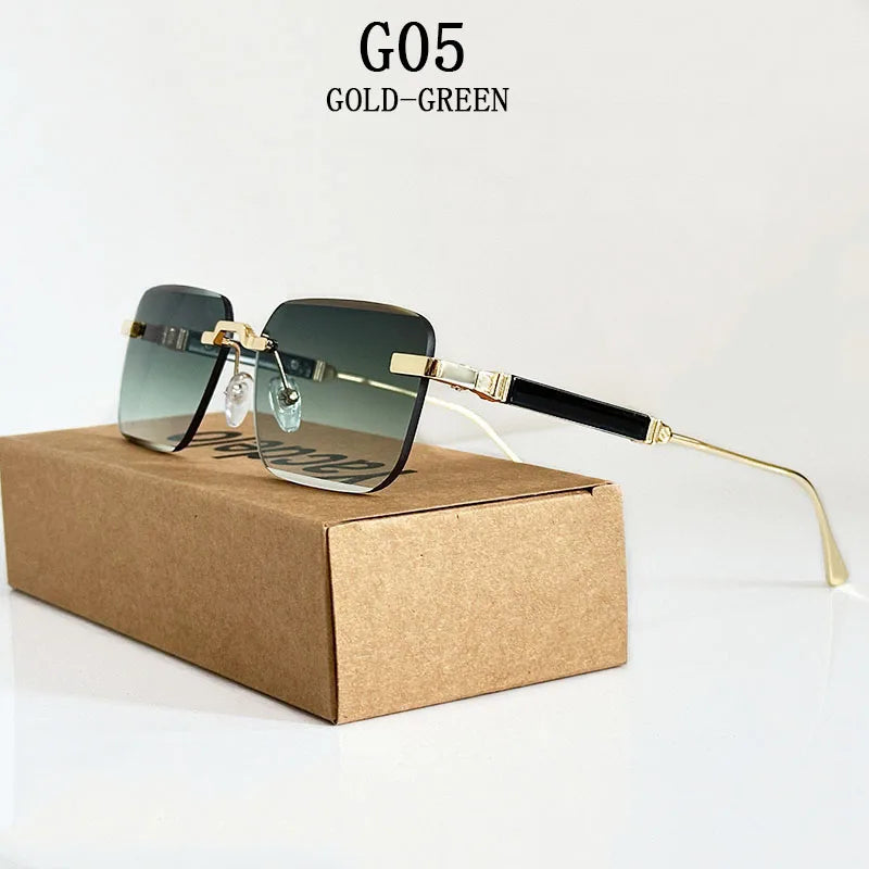 Rimless Square Sunglasses With UV400 Protection