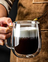 250/400ml Clear Double Wall Glass Cup Home Coffee Milk Mug With Handle Hot Cold Beverage Juice Drinkware Cup Set Of 1/2/4pcs