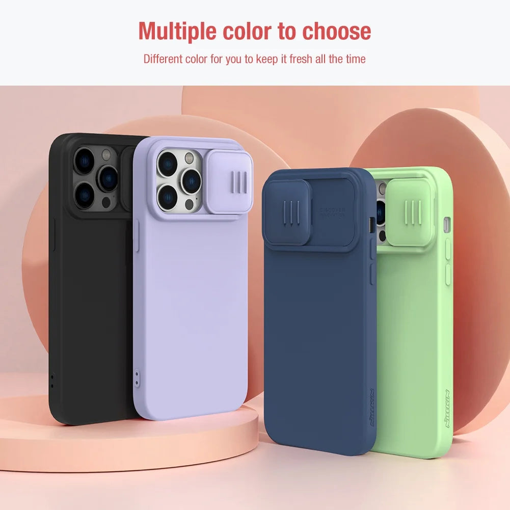 Liquid Silicone Case For iPhone 15 Pro Max 15 Pro 15 Plus CamShield Silky Phone Case Camera Slider Shockproof Back Cover