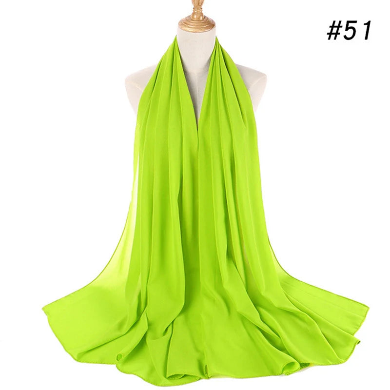 Muslim Chiffon Hijab Women Bubble Chiffon Scarf For Women Ladies Veil Muslim Islam Solid Color Malaysia Wrap Scarves