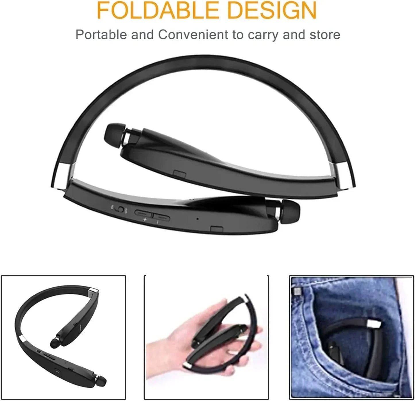 Xiaomi SX-991 Wireless Bluetooth Headset Neckband Foldable Headphones Retractable Earbuds Noise Cancelling Hifi Stereo Earphones