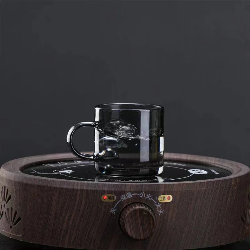 6pcs/Set 80ml High Borosilicate Black Small Glass Teacup Chinese Kung Fu Tea Flower Tea Water Cup Tea Set Accessories Teaware