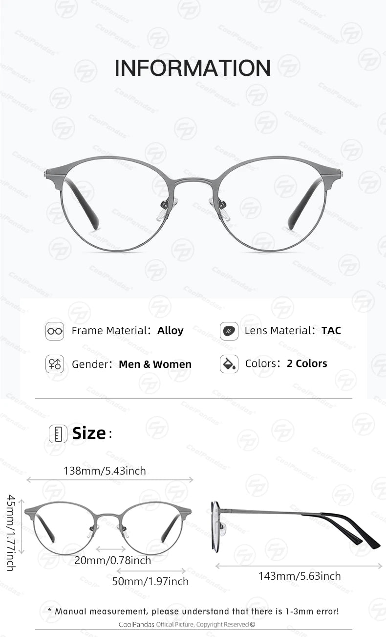 Round Magnetic Clip On Polarized Sunglasses UV400 Anti Blue Light Computer Glasses for Men Women