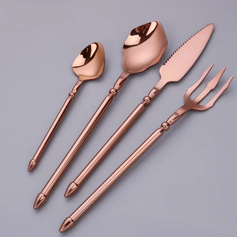 4pcs Upscale Cutlery Set 304 Stainless Steel Spoon and Fork Set Household Trident Kitchen Utensil Western Dinnerware Home Decor