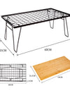 Outdoor Camping Folding Net Table Bamboo Board Desk Self Driving Barbecue Tea Iron Table Portable Drain Rack Sturdy