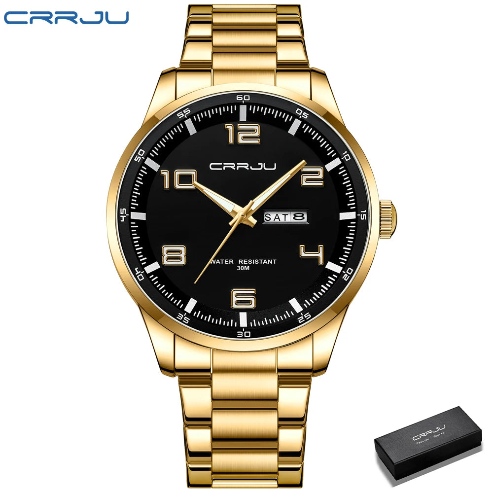 Men Luxury Watches Stainless Steel Quartz Auto Date Clock with Luminous Hands Relogio Masculino