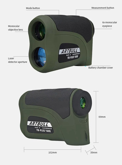 2000m Long Distance Laser Rangefinder Monocular 1600m Outdoor Distance Meter For Golf Hunting with Decimal place 0.1m\yard