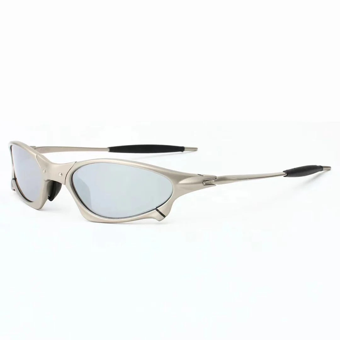 Polarized UV400 Cycling Sunglasses – Silver Metal Frame Fishing Riding Bicycle Eyewear
