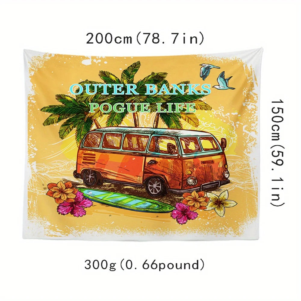 American Retro Beach Tapestry Bohemian Style Living Room Sofa Background Wall Vacation Style Room Decoration