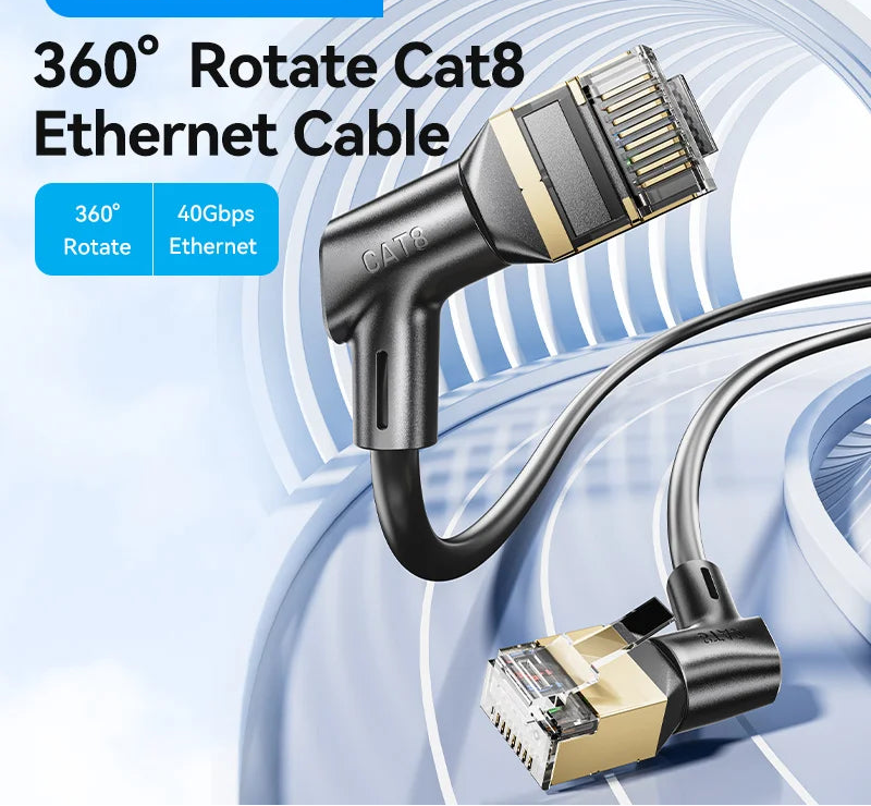 CAT8 Ethernet Cable 40Gbps 2000MHz 360 Degree Rotate CAT 8 Networking Internet Lan Cord for PC PS 4 Router RJ45 Cable