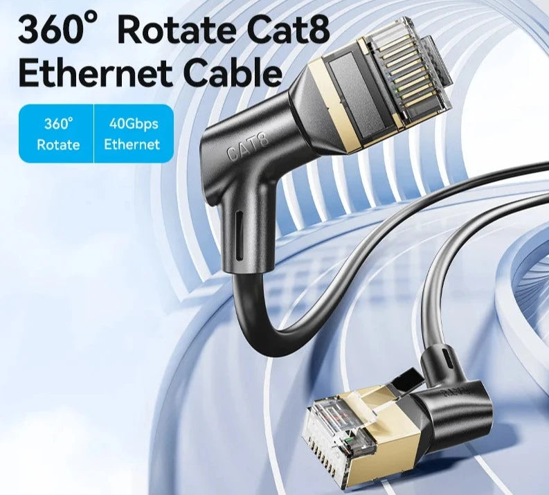 CAT8 Ethernet Cable 40Gbps 2000MHz 360 Degree Rotate CAT 8 Networking Internet Lan Cord for PC PS 4 Router RJ45 Cable