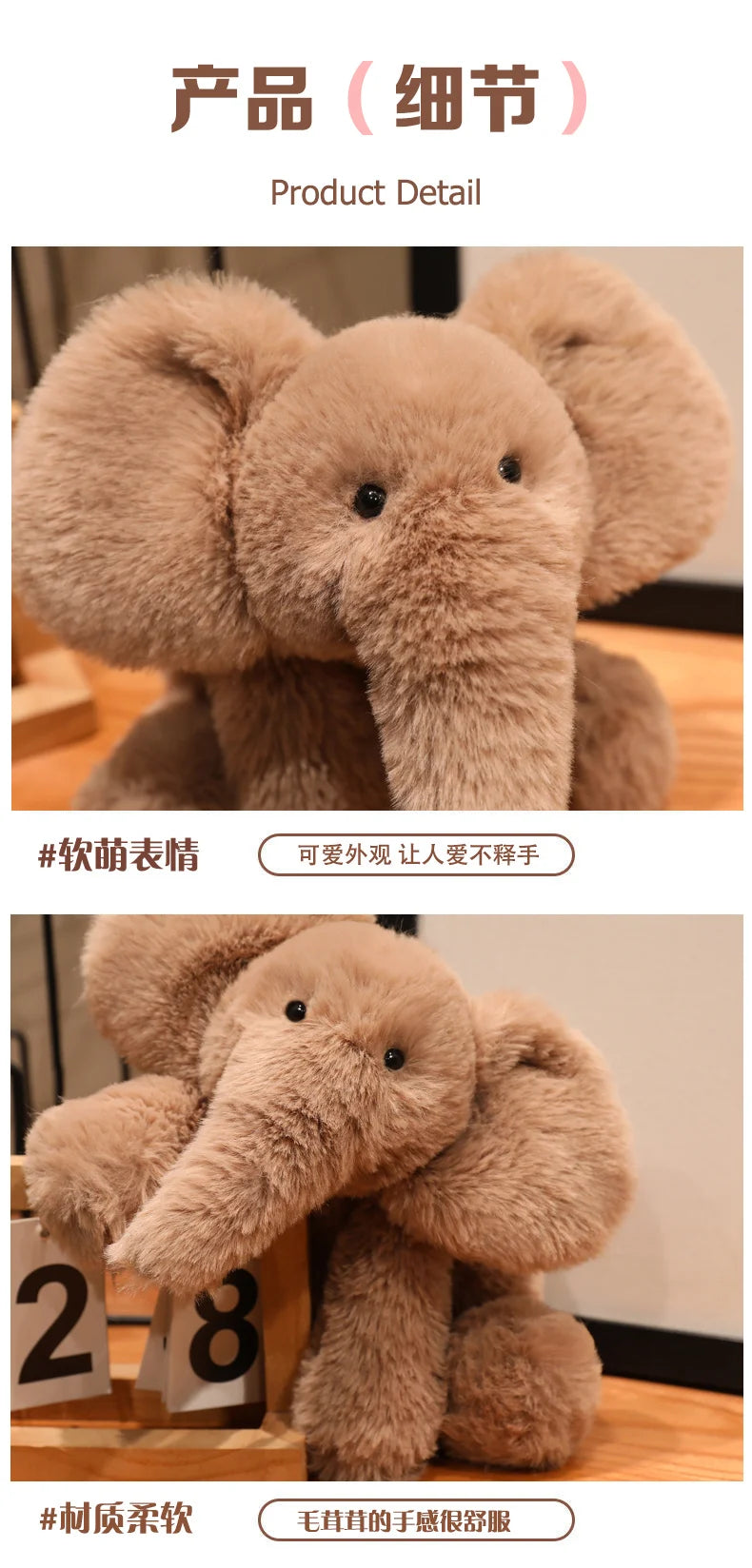 Soft Elephant Plush Stuffed Animal Pillow