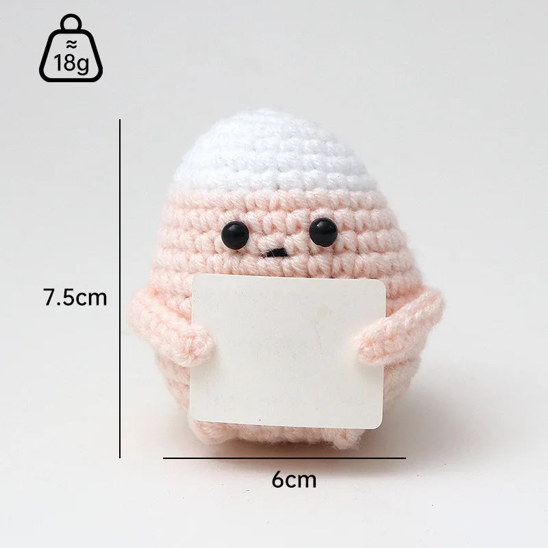 3 Pcs Positive Crochet Hedgehog Doll with Affirmation Card Home Room Decoration Funny Handmade Plush Doll Ornaments Christmas Gifts