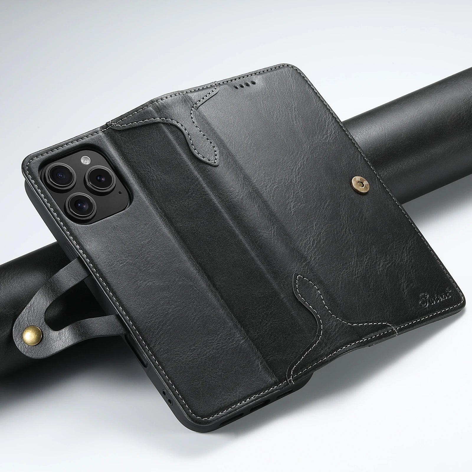 Flip Leather Wallet Phone Case for iPhone 16 15 Pro Max 14 Plus with  Card Slot Holder Cover