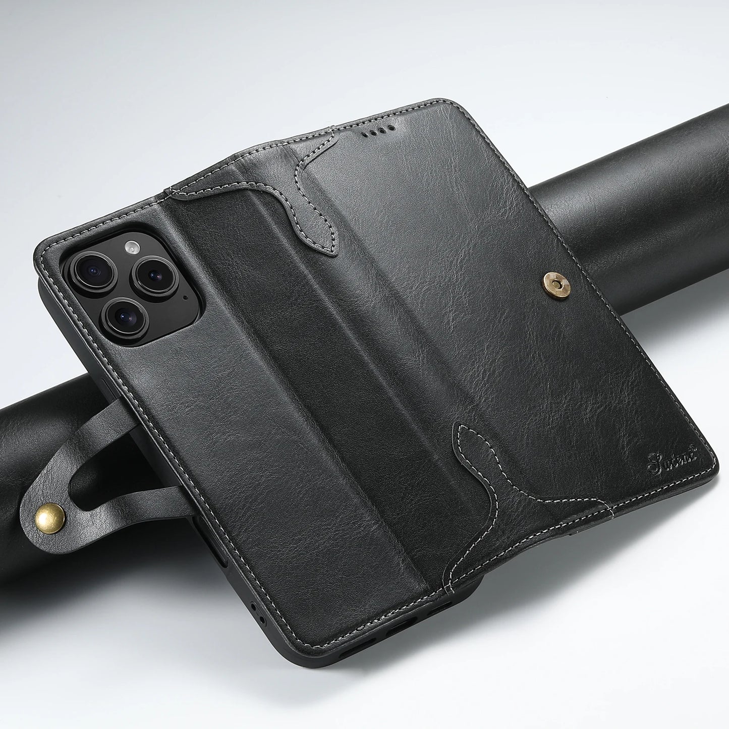 Flip Leather Wallet Phone Case for iPhone 16 15 Pro Max 14 Plus with  Card Slot Holder Cover