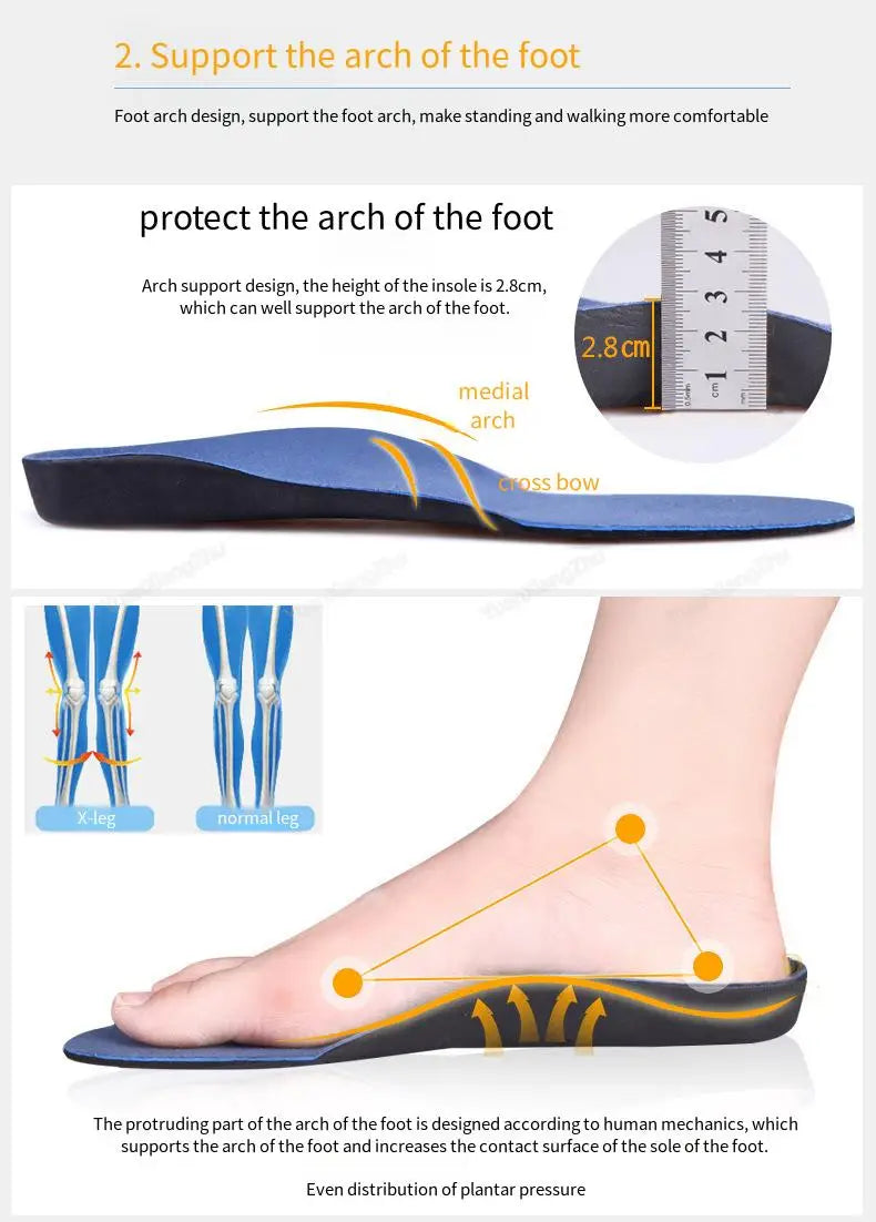 Orthopedic Insoles for Shoes Men Women Arch Support Insole for Feet Comfortable Shock-absorbing Inserts Sport Running Shoe Sole