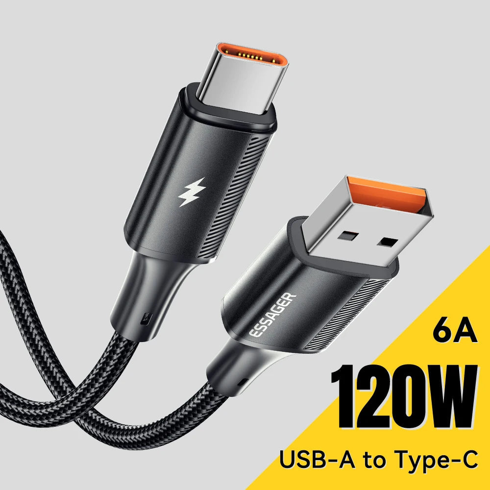 120W 6A USB Type-C Fast Charging Cable